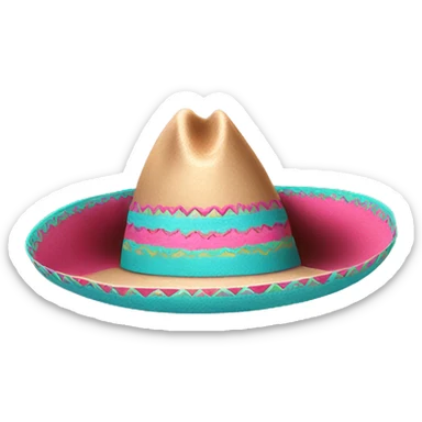 Realistic isolated pink and turquoise  sombrero  sticker