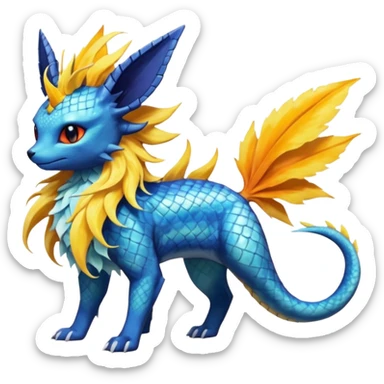 Salandit-Vaporeon-Jolteon-Flareon-Fakémon-hybrid-creature (full body)  sticker