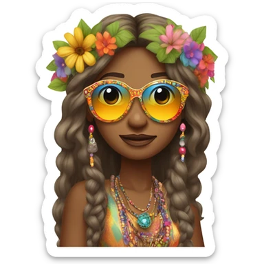 Hippie woman sticker