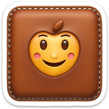 Apple-style 3D emoji of a flat rectangular piece of leather fabric, with stitched edges, soft texture but slightly shiny, representing industrial leather as material. sticker