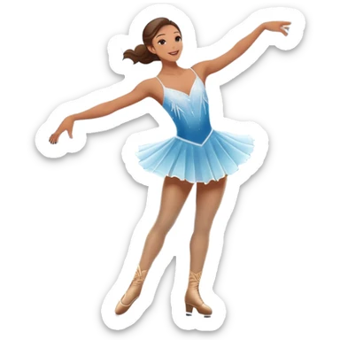 An icon featuring a graceful figure skater performing an elegant spin on a shiny ice rink. The background includes twinkling lights, a snowy winter scene, and cheering fans in the stands. Transparent background highlights the beauty, poise, and artistry of figure skating. sticker