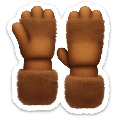 brown fuzzy mits sticker