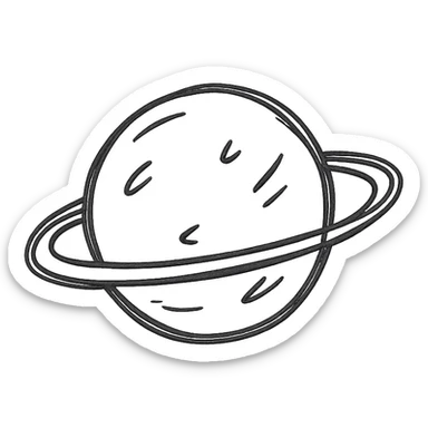 hand drawn outline of a planet, simple, black sticker