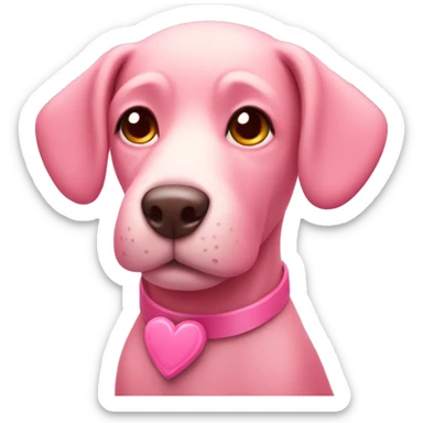 pink dog with hearts  sticker