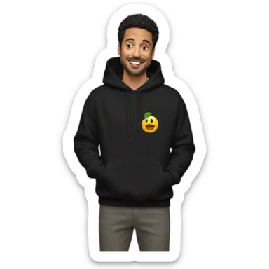 Chico moreno pensante sudadera negra  sticker