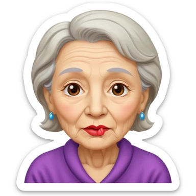 old woma a kiss sticker