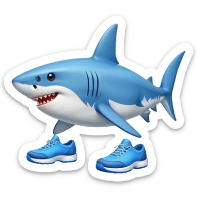 a shark walking with blue shoes sticker