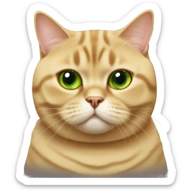 Green eyed golden British shorthair fat cat sticker