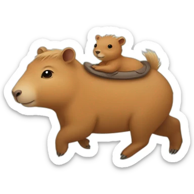 little capybara riding on capybara sticker