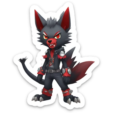 Edgy Cool Anthro Zoroark-Zangoose-Litten Punk Fakemon sticker
