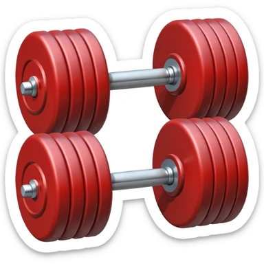 A simple dumbbell with two round weights, symbolizing fitness and strength. Minimal details, flat colors, emoji-like design. sticker