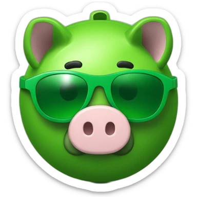 green piggybank with green sunglasses sticker