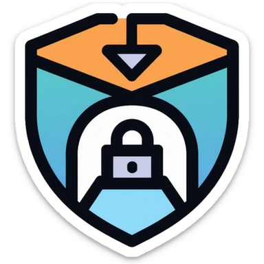 SecureNet VPN logo with shield, lock, and network tunnel icon sticker