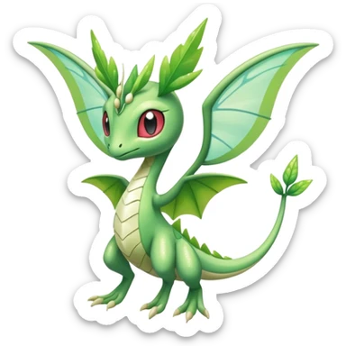 Sparkly White And Green Natural Flowery Colorful Flygon-Celebi-Fakémon-hybrid-creature (full body)  sticker