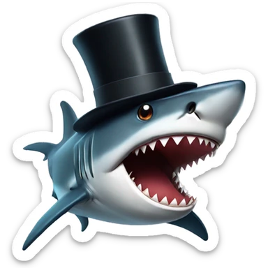 Shark with a top hat sticker