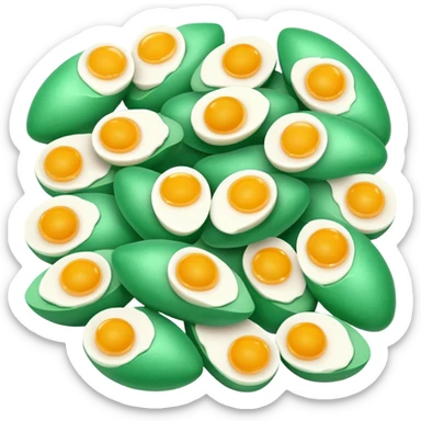 Jade-green chill slices intertwined with fluffy golden eggs sticker