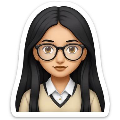 TOK emoji indian high school girl , glasses, long black hair sticker