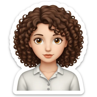 Brunette girl with curly hair and brown eyes sticker