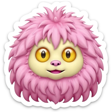 pink fluffy kind monster in soft pink, beige and yellow pastel colors sticker