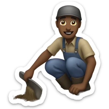 Sillier man with Sheba digging out the mud sticker