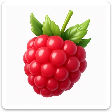 3D iOS style emoji with raspberries and green leaves sticker