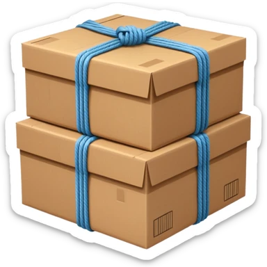 create a realistic emoji of packages wich got stabalised by ropes  sticker
