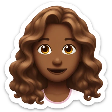 Emoji with heart eyes and laughing long brown hair sticker