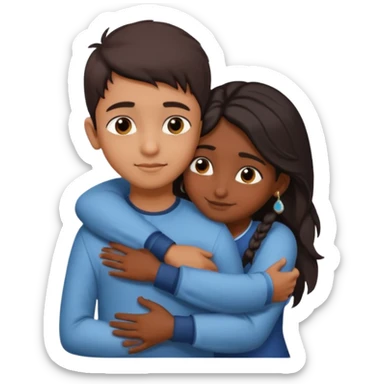indian boy hugging indian girl from behind... boys hand down near navel of girl... boys head on the shoulder of girl... hugging tight.. more romantic... with more love sticker