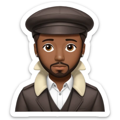 Teddy Riley with dark brown hair sticker