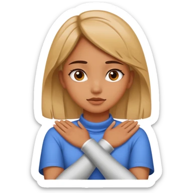 a girl hands with her crossed on her neck x eyes sticker