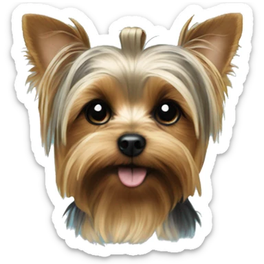 Yorkie dog laying on a blue pillow sticker