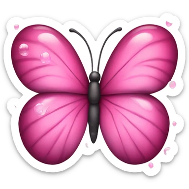 A pink butterfly with bubbles around it  sticker