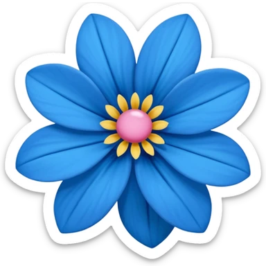 Um emoji da flor rosa vermelha tradicional só que com coloração azul sticker