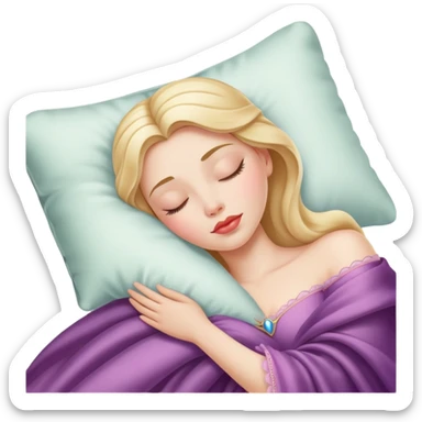 sleeping beauty white woman with a silk pillow sticker