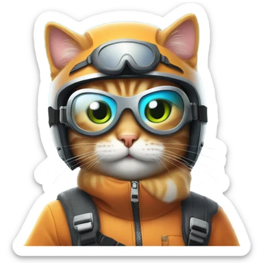 Cat snowboarding  sticker