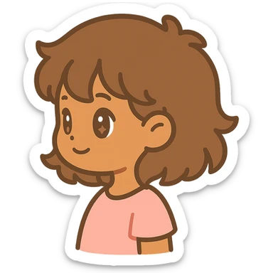 cute aesthetic girl with brown eyes, honey tan skin, brown wavy wolf cut hairstyle, wearing a pinkish dress, profile picture sticker