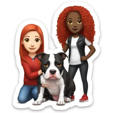 Black and white pitbull with red head girl owner sticker