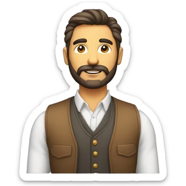 Hombre con barba y coleta de caballo  sticker