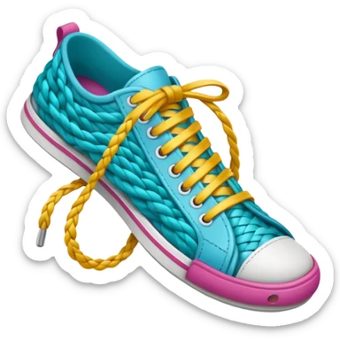 make an emoji of rolled up shoe laces sticker