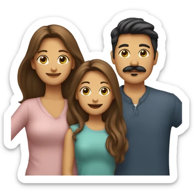 Familia de 4 personas madre, joven con bigote adolescente y mujer adolescente con un perro yorkshire sticker
