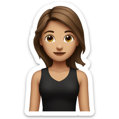 girl with brown hair shows the heart with her hands in black tops sticker