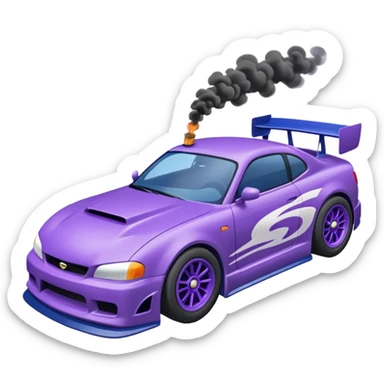 Purple and navy blue car doing a drift. sticker