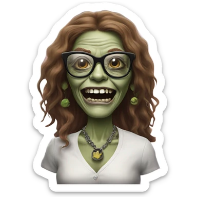  janis joplin zombie with her famous glasses on, dancing sticker