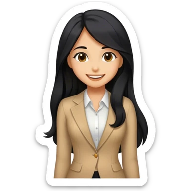 Tan girl with black long hair classy kisses smiles and cute outfit sticker