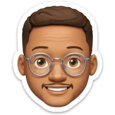 Will Smith, large glasses, cheerful expression sticker