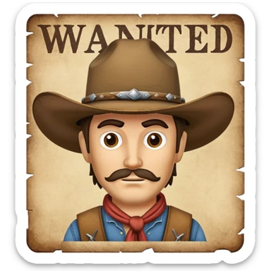 Wanted Cowboy Poster sticker