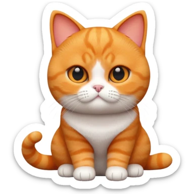 A 3D cartoon British Shorthair cat in vibrant orange ginger tone, smooth plush fur, round eyes, warm cinematic lighting, Memoji style. full body or half body. sticker