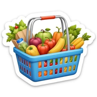 
shopping basket with groceries sticker