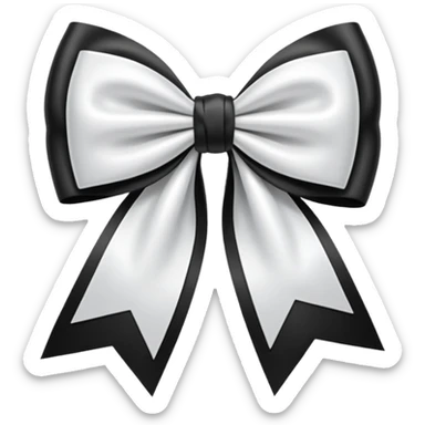 white satin Bow + black bow sticker
