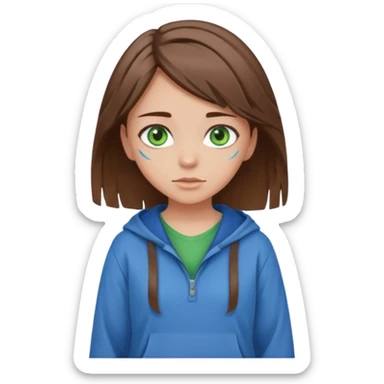 Girl with brown hair blue streaks In hair with green eyes wearing baggy clothes in the standing forward pose ￼ sticker